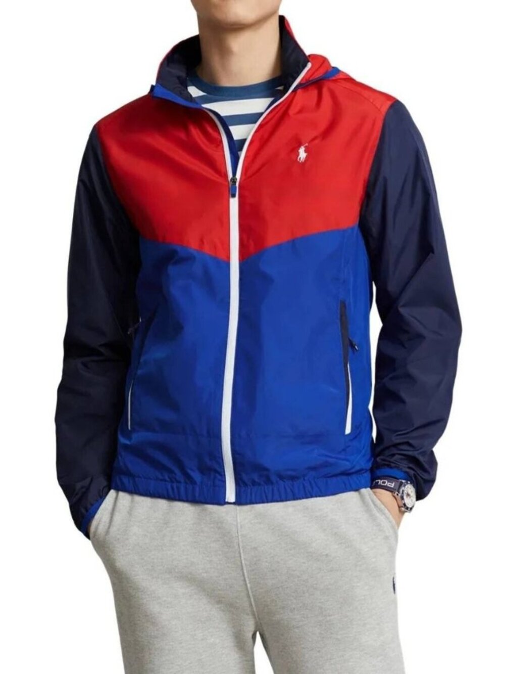 Polo Ralph Lauren Ripstop Hooded Colorblock Windbreaker Jacket Men’s Size Small